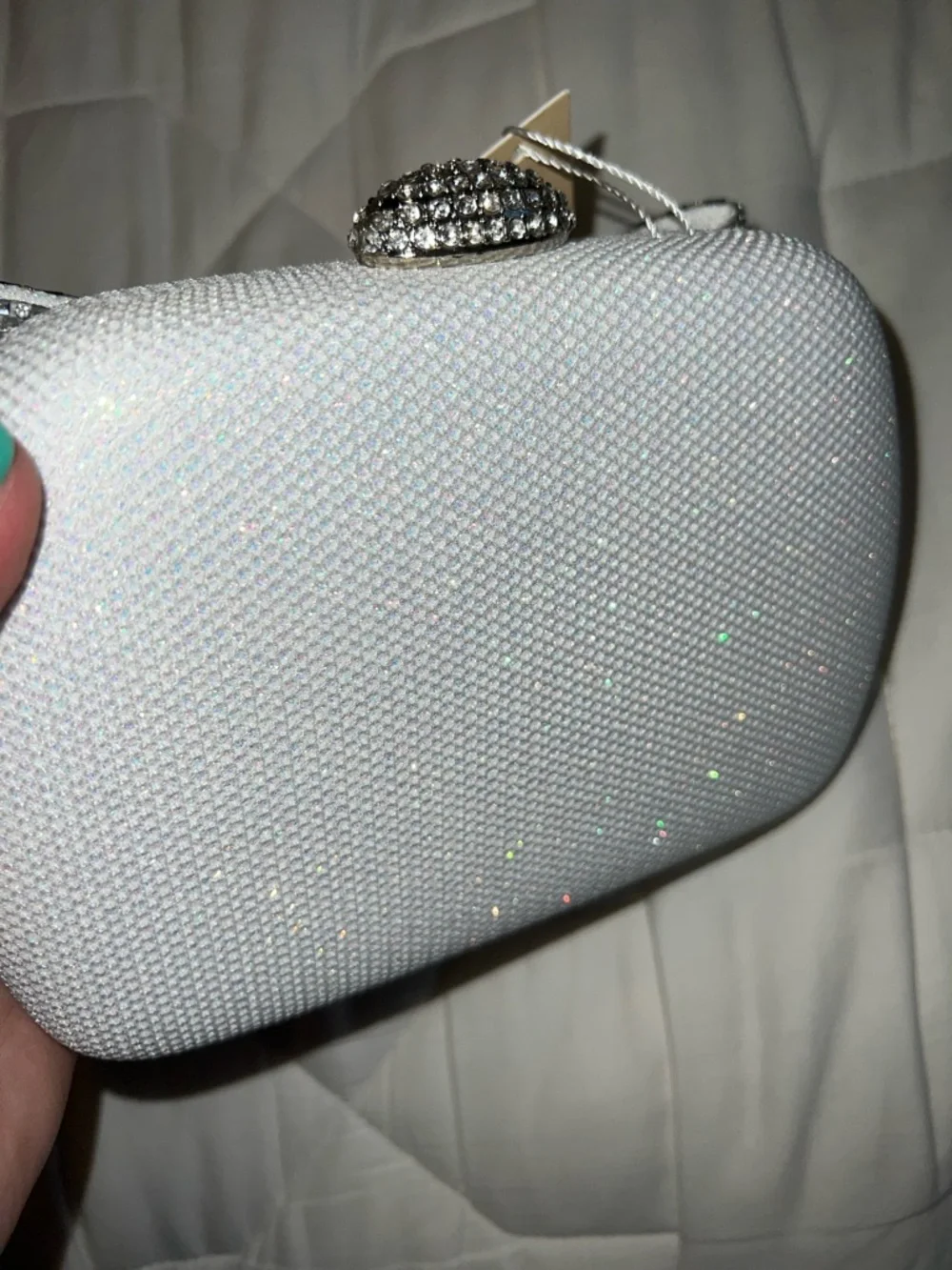 Jewel Badgley Mischka Silver Crystal Bow Minaudiere - Picture 5 of 7